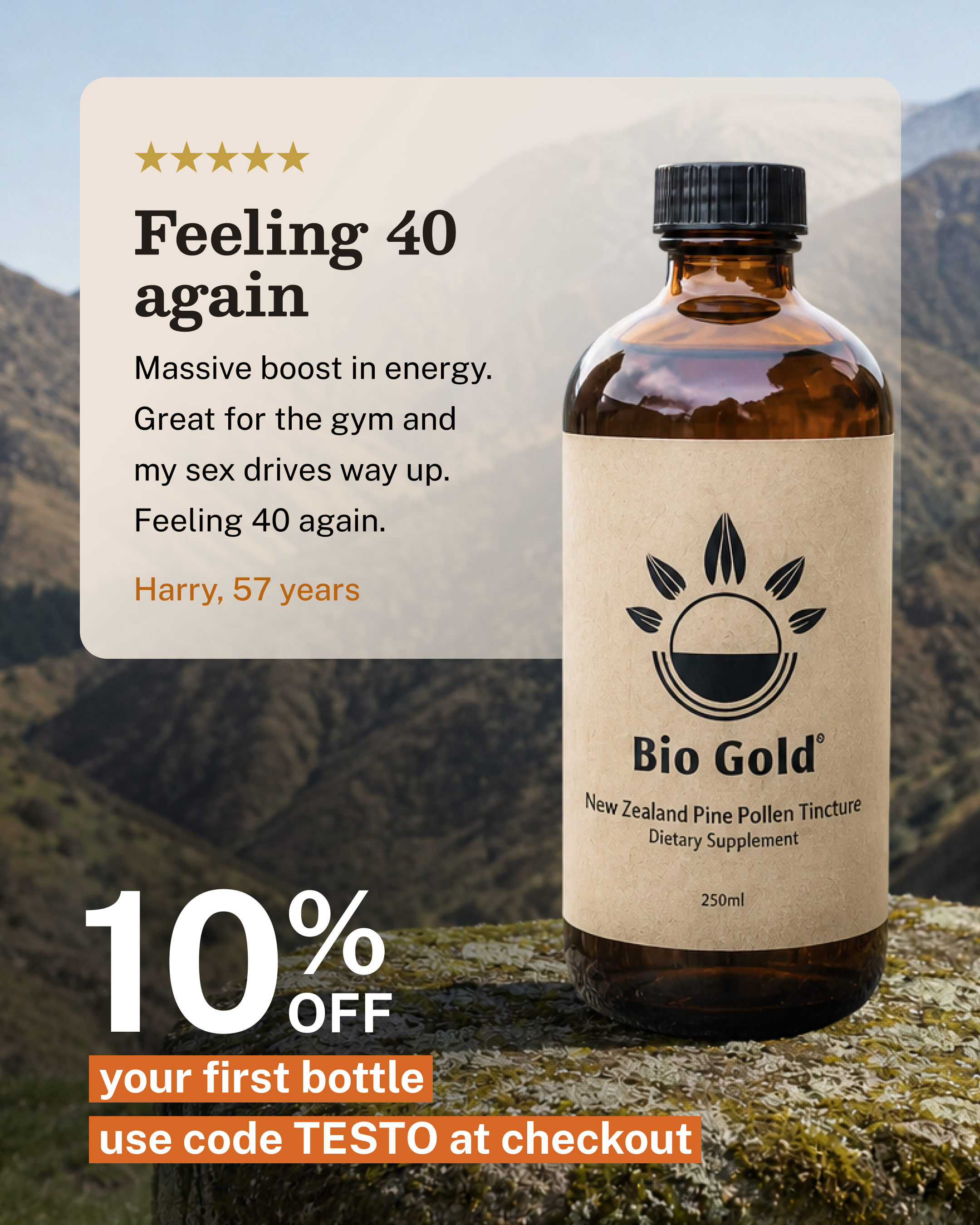 Bio Gold NZ Facebook ad: Natural Testosterone Support For Men Over 40
