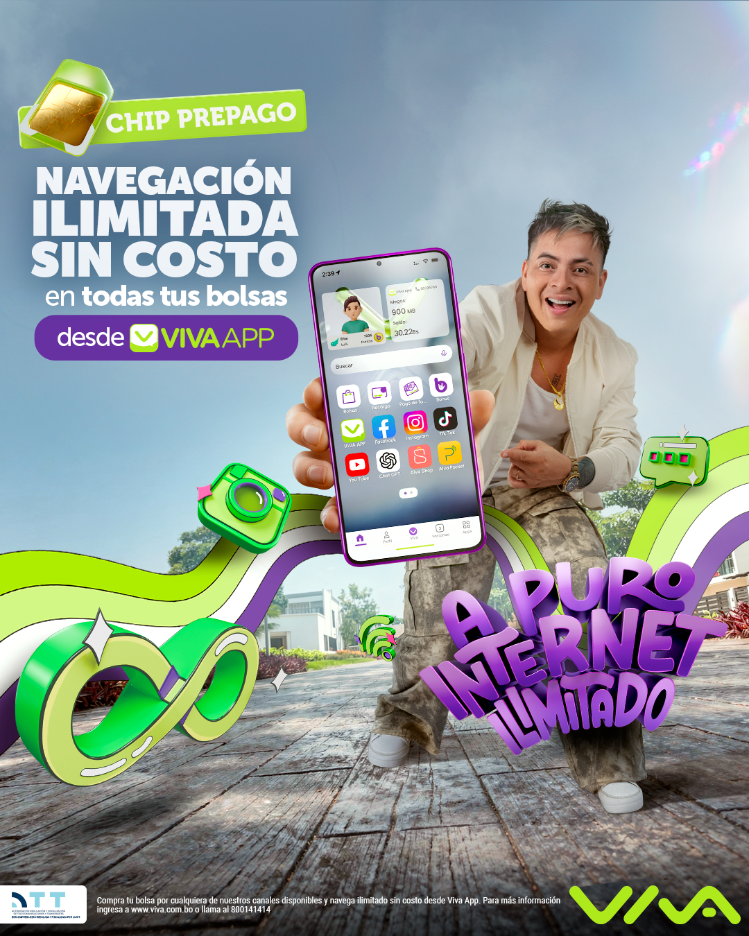 VIVA Facebook ad: Ahora con VIVA navegas a Puro Internet Ilimitado