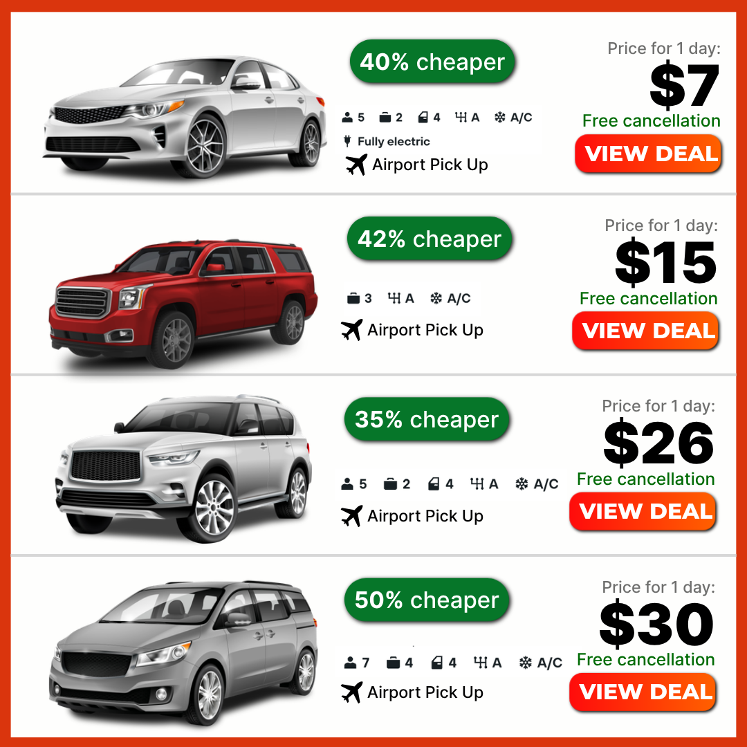 Car Rental Price Facebook ad: Cheap Car Rentals From $7/Day
