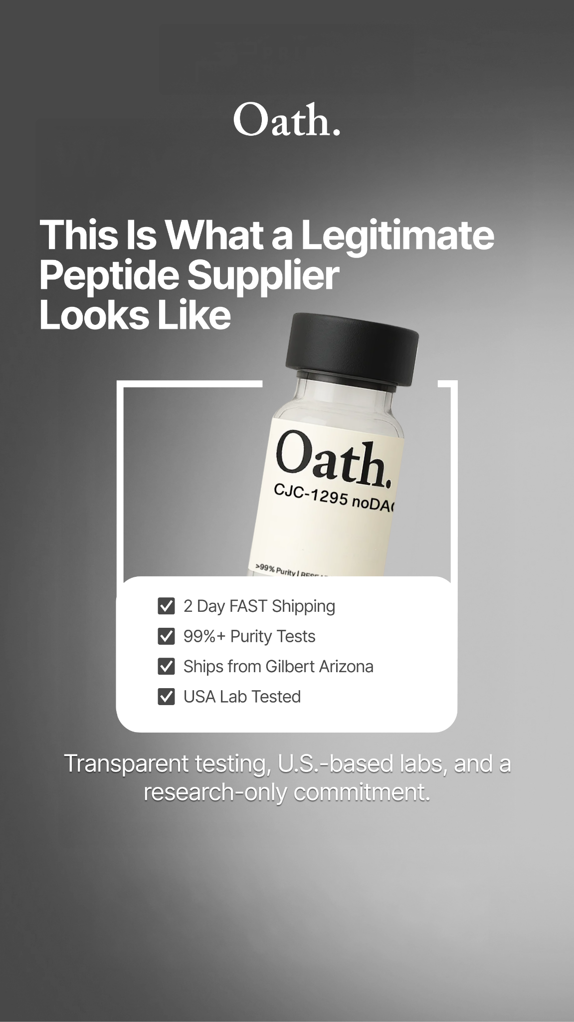 Oath Peptides Facebook ad