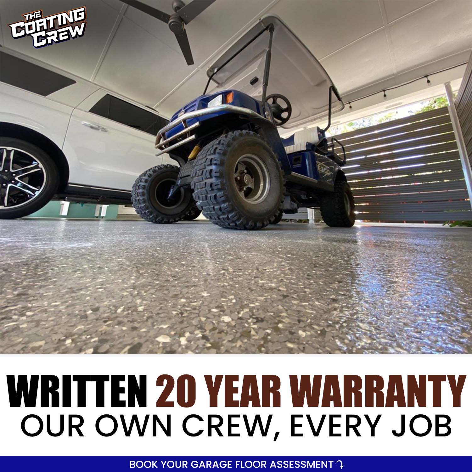 The Coating Crew Florida Facebook ad: Epoxy Garage Floors