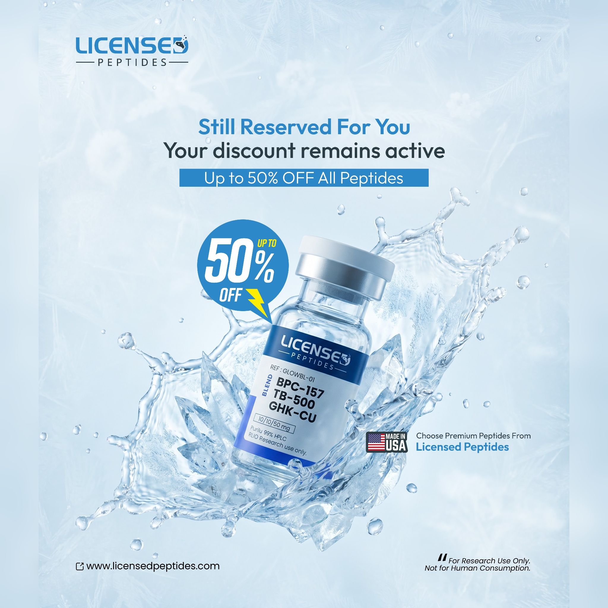 Licensed Peptides.com Facebook ad from May 21, 2026