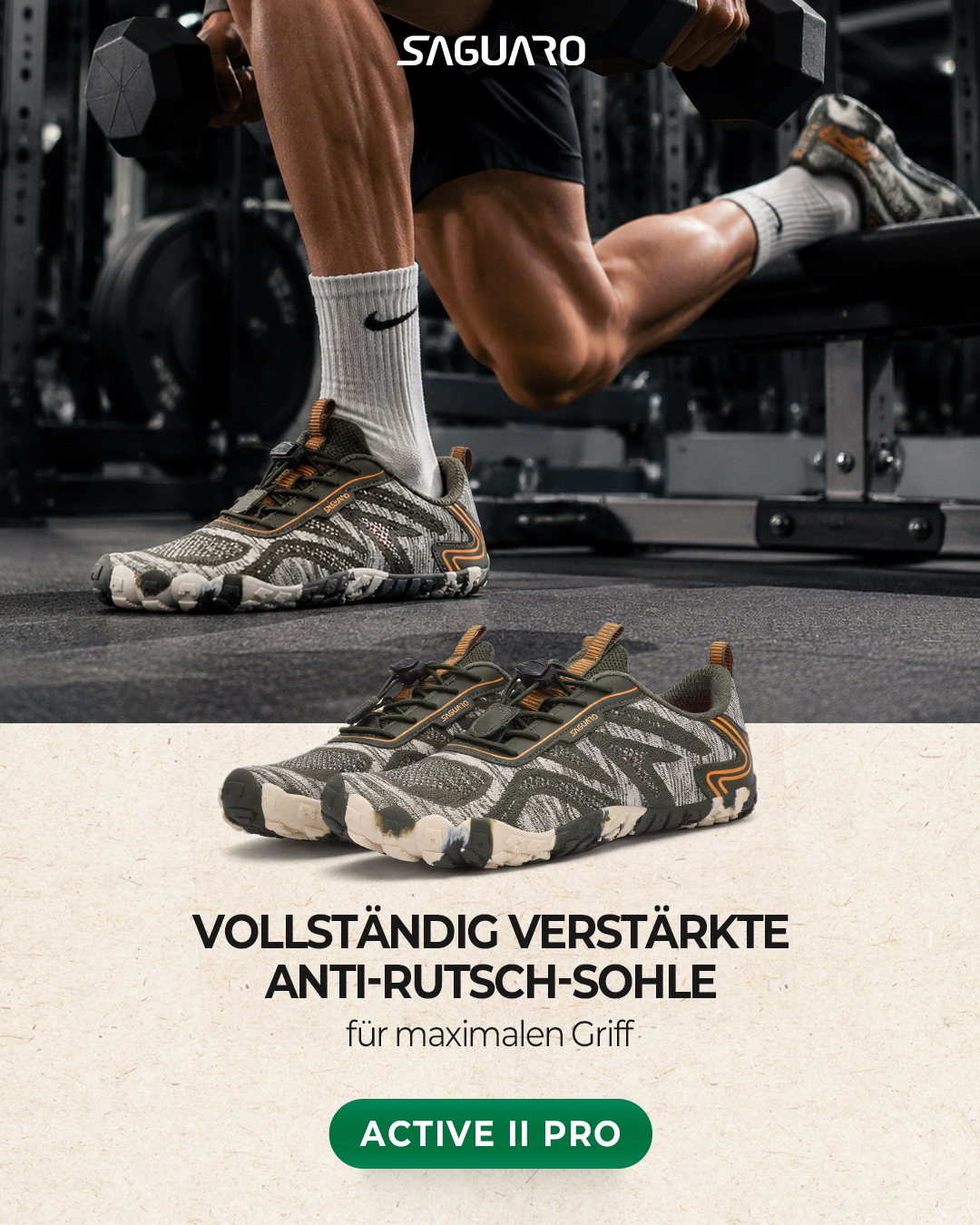 Saguaro De Facebook ad: Anti-Rutsch-Sohle für maximalen Griff