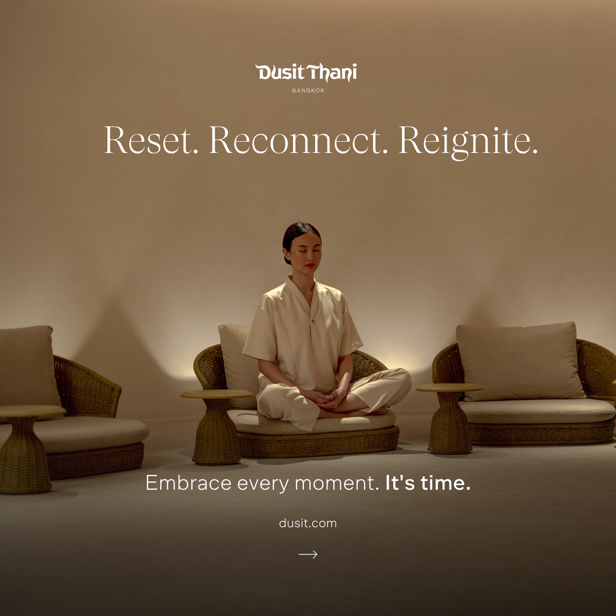 Dusit Thani Bangkok Facebook ad: Take a conscious pause to reset, reconnect and…