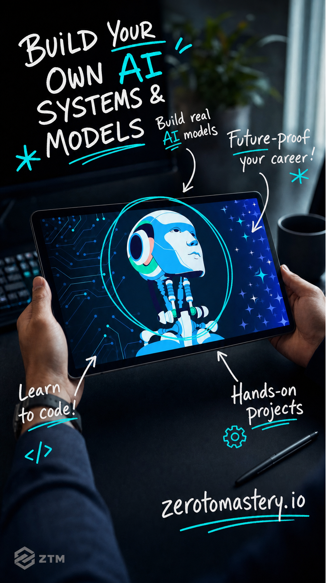 Zero To Mastery Facebook ad: Become More Productive With AI