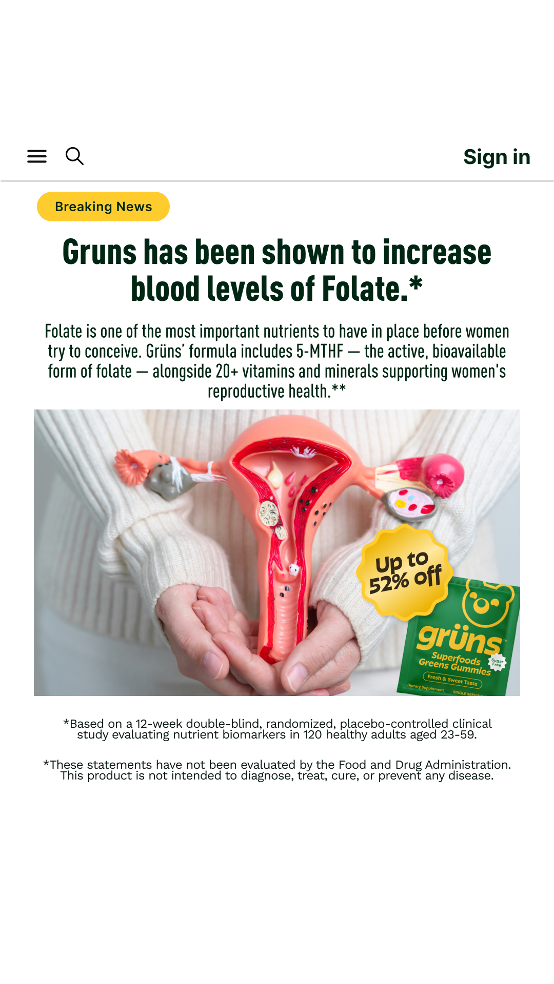 Grüns Facebook ad