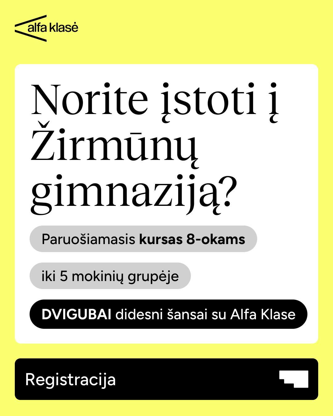 Alfa Klasė Facebook ad