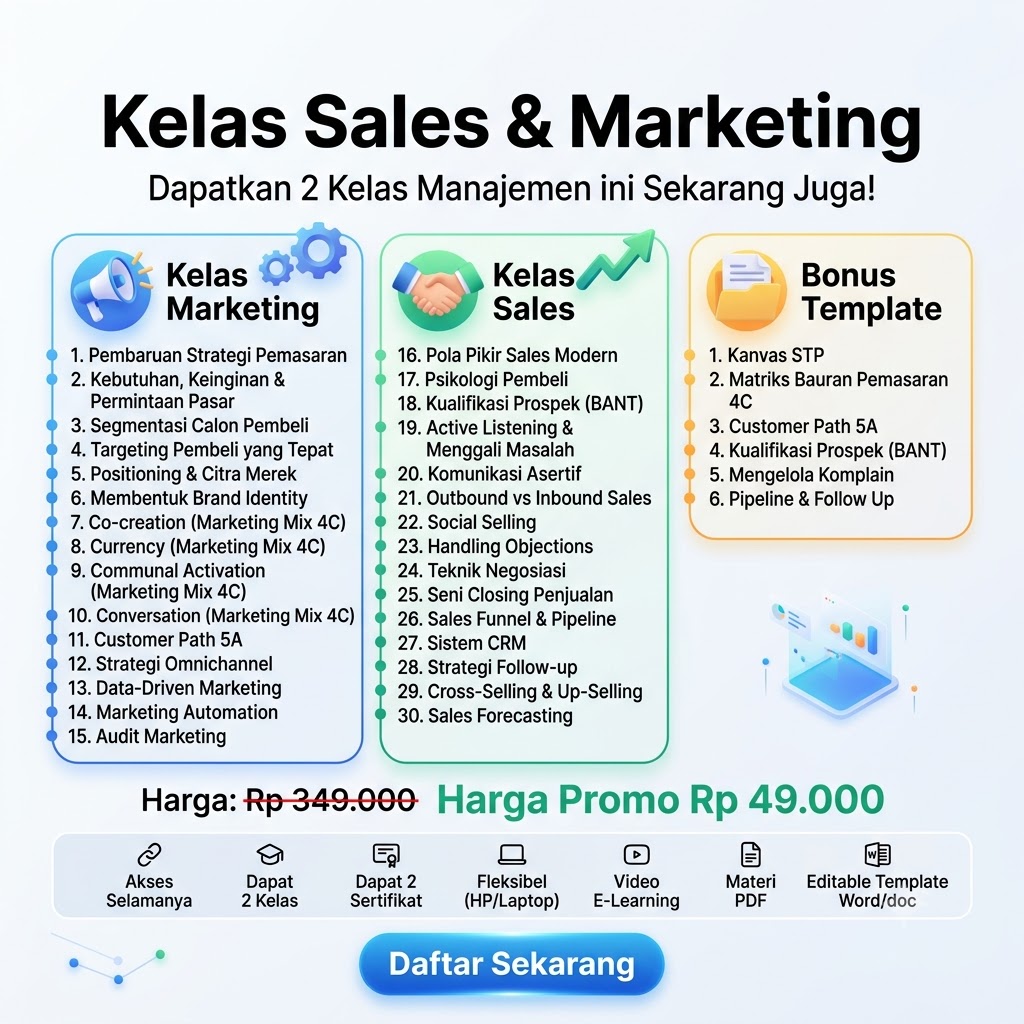 malakah.myr.id Facebook ad: Promo Kelas Sales & Marketing, Cuma Rp 49.000!