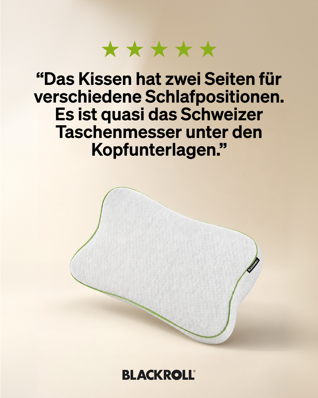 Blackroll Facebook ad: Das ergonomische Nackenstützkissen für erholsamen Schlaf.