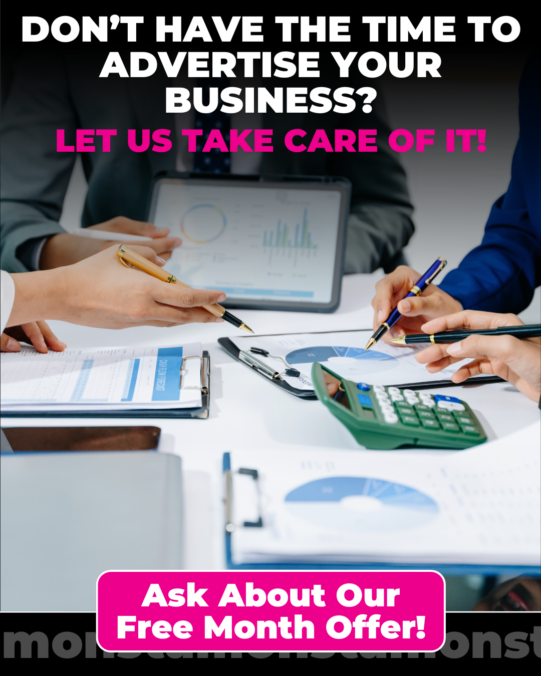 Monsta Media Newcastle City Facebook ad: Let Us Fill Your Schedule