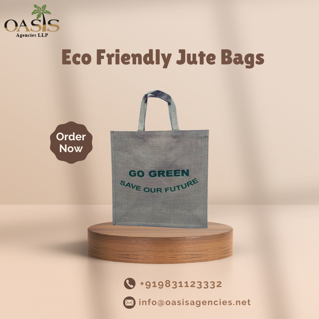 Oasis Agencies Facebook ad: Go Green with Premium Jute Bags!