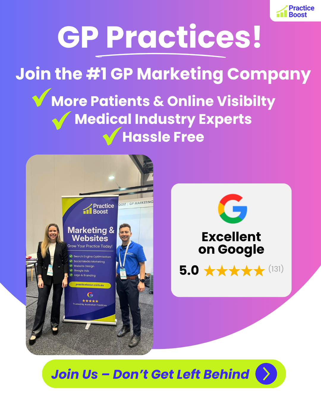 Practice Boost Facebook ad: More Patients with Practice Boost!