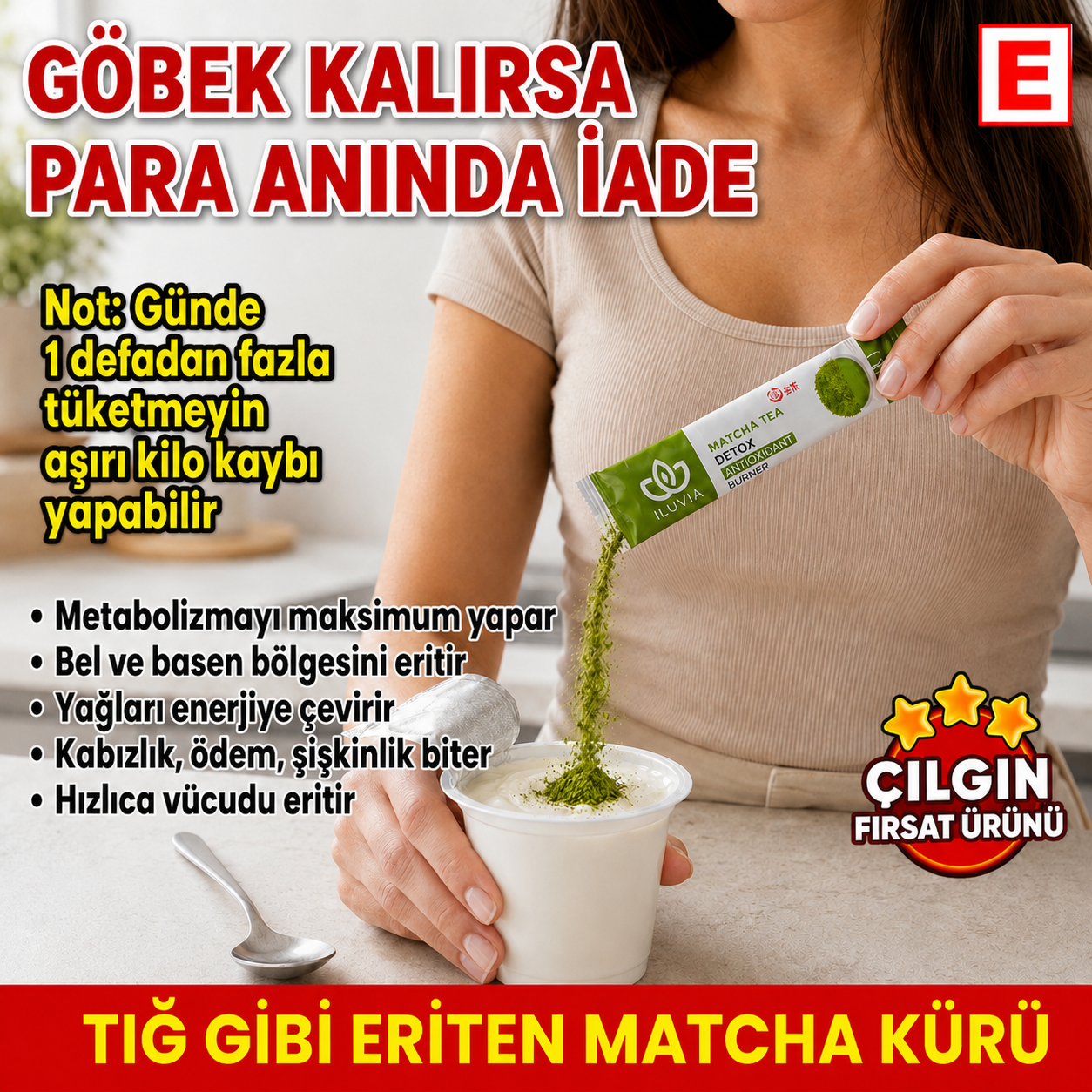 Iluviaherbaltr Facebook ad: Yoğurduna Kat, Tığ Gibi İncel!