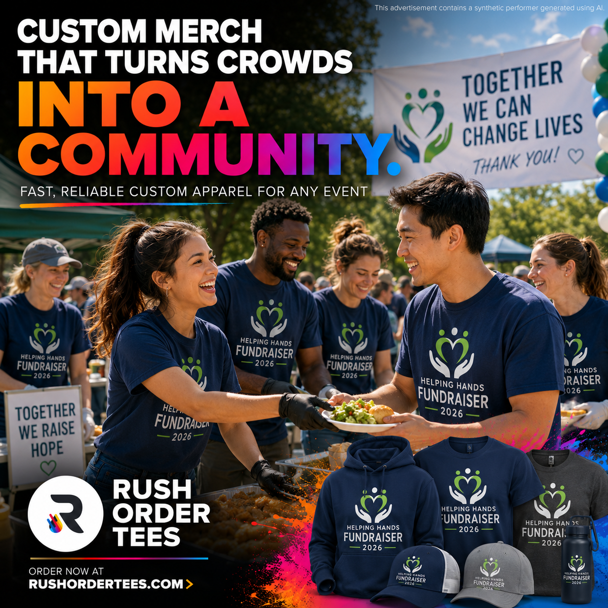 Rush Order Tees Facebook ad: Design It Today, Get It Tomorrow