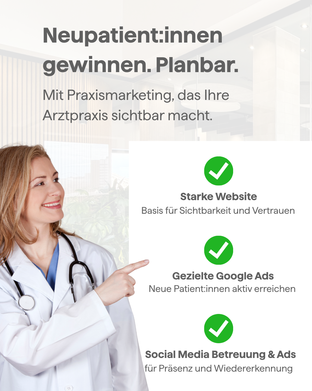 Designery Health - Agentur für Praxismarketing Facebook ad: Mehr Wunschpatient:innen für Ihre Praxis