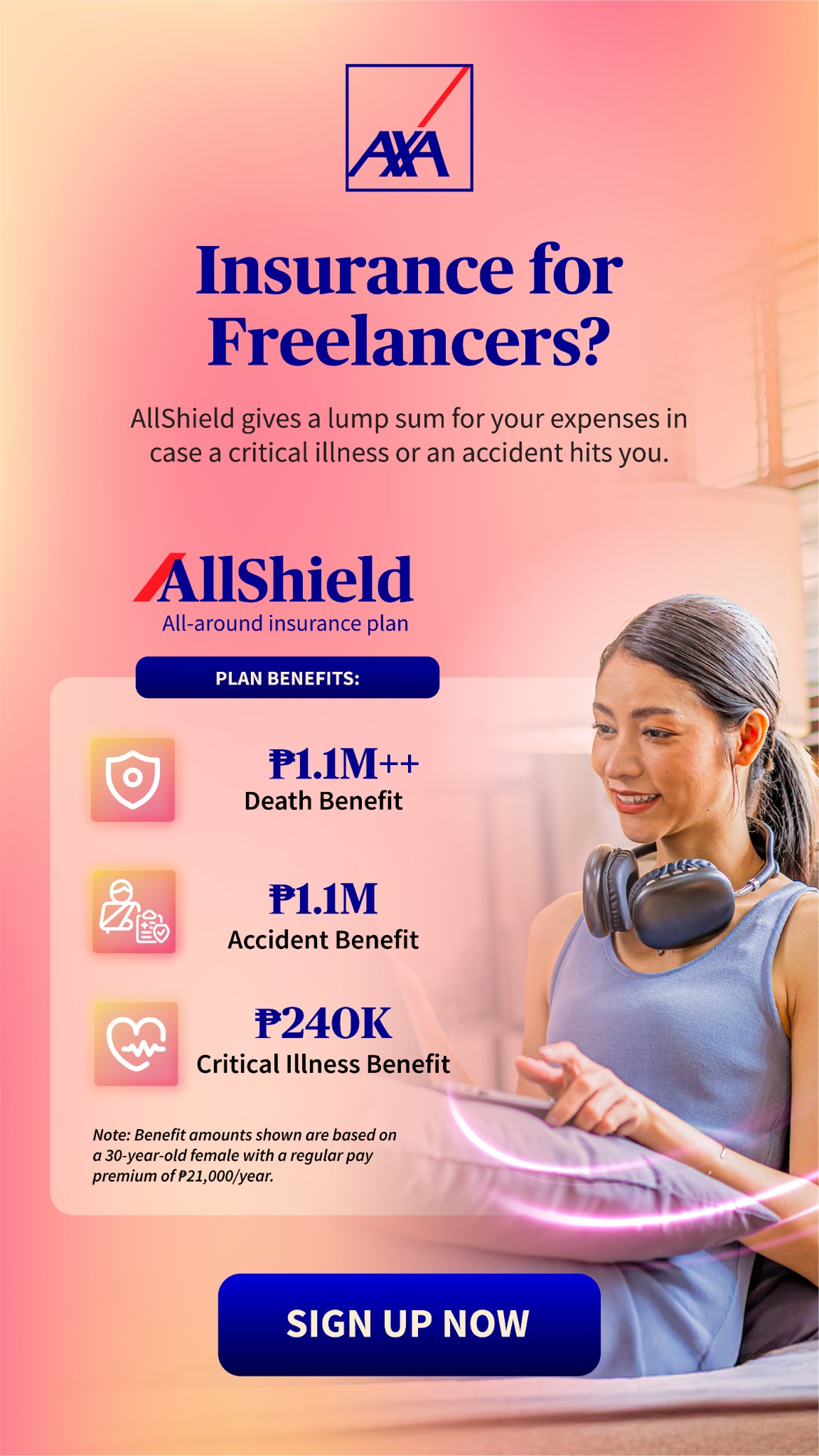 AXA Philippines Facebook ad: Insurance for Freelancers
