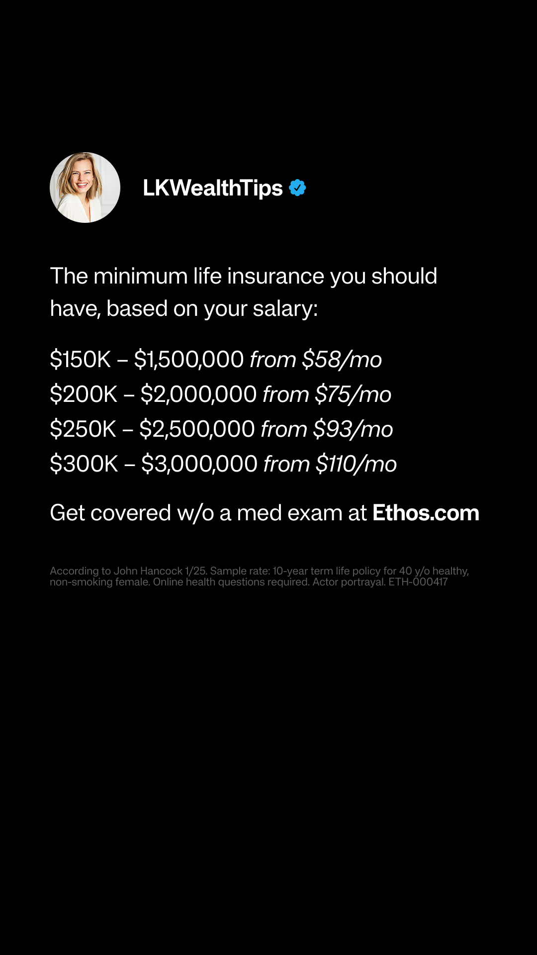 Ethos Facebook ad