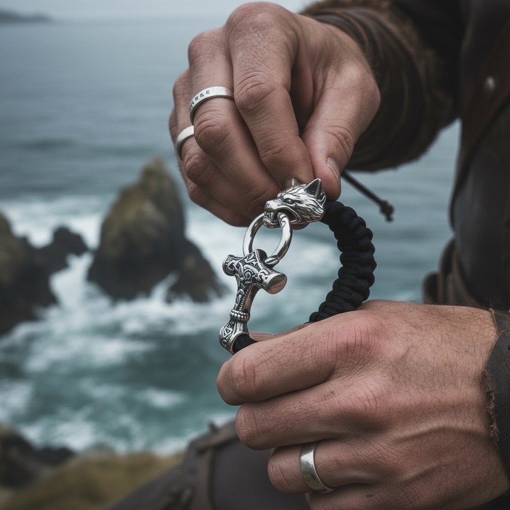 Vikingspirit Facebook ad: Pulsera Nórdica de Cuerdas Trenzadas y Acero, Fuerza…