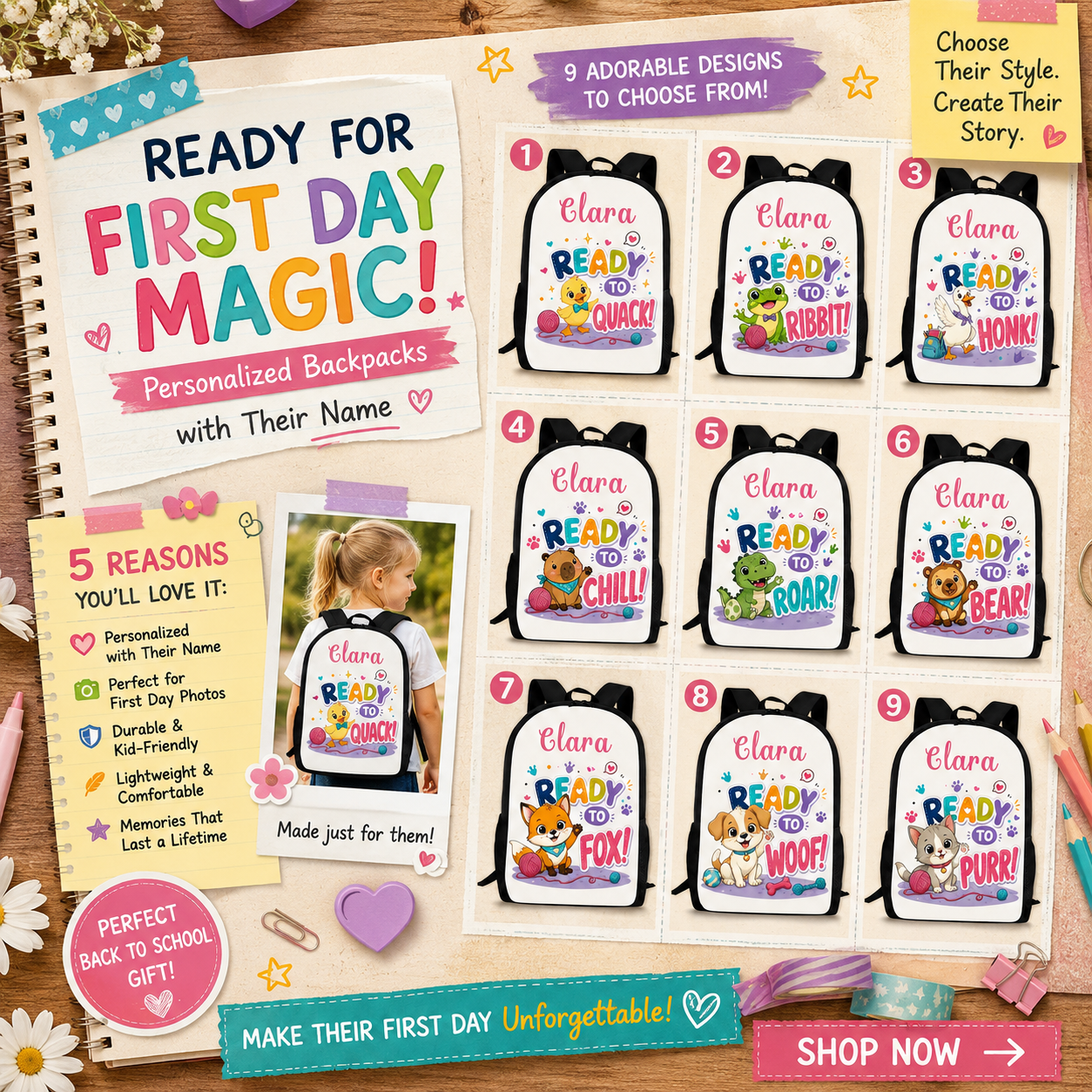 RivalHaus Facebook ad: Personalized Kids Backpacks