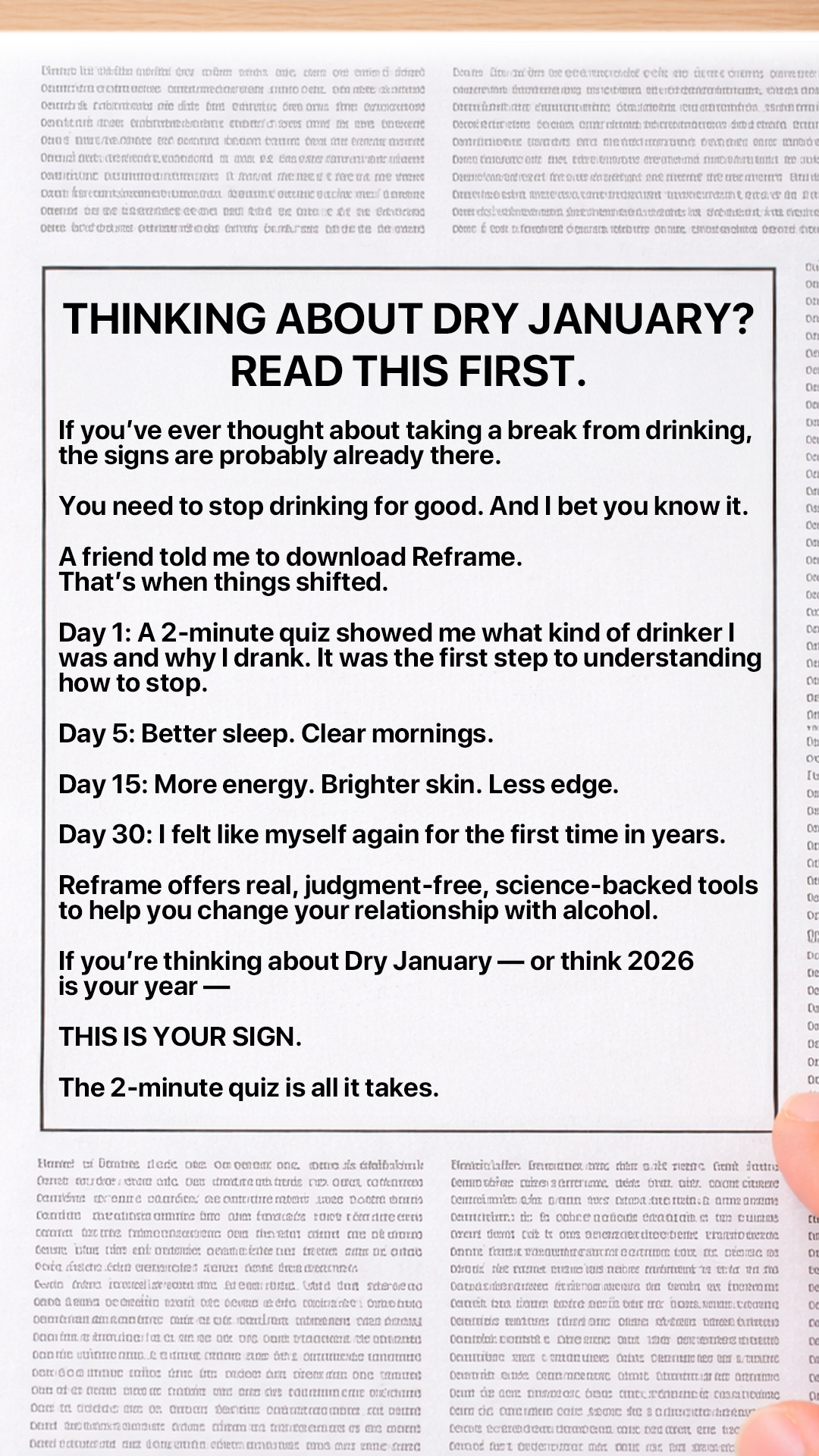 Reframe Facebook ad