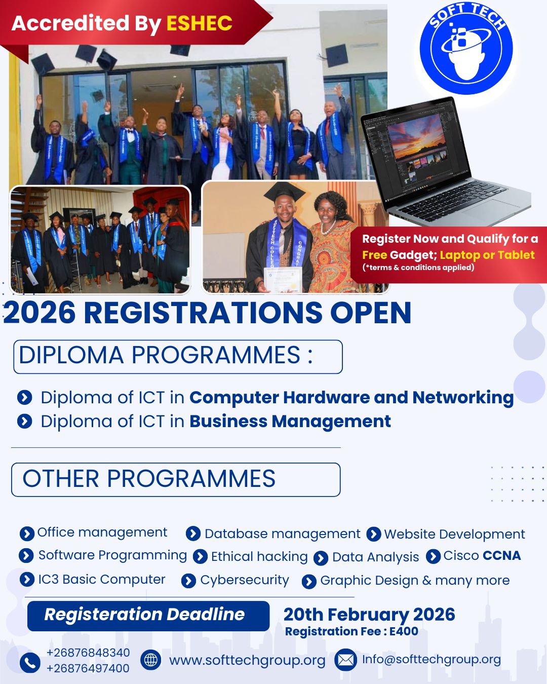 Soft Tech Eswatini Facebook ad: 2026 REGISTRATIONS NOW OPEN at Soft Tech, Eswatini's…