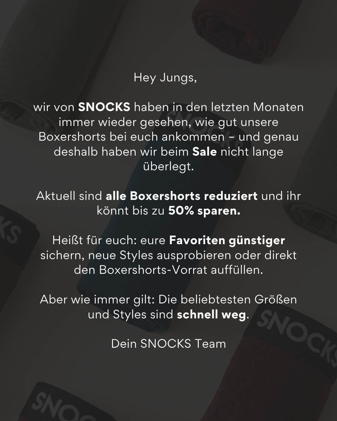 Snocks Facebook ad: Jetzt bis zu 60% sparen