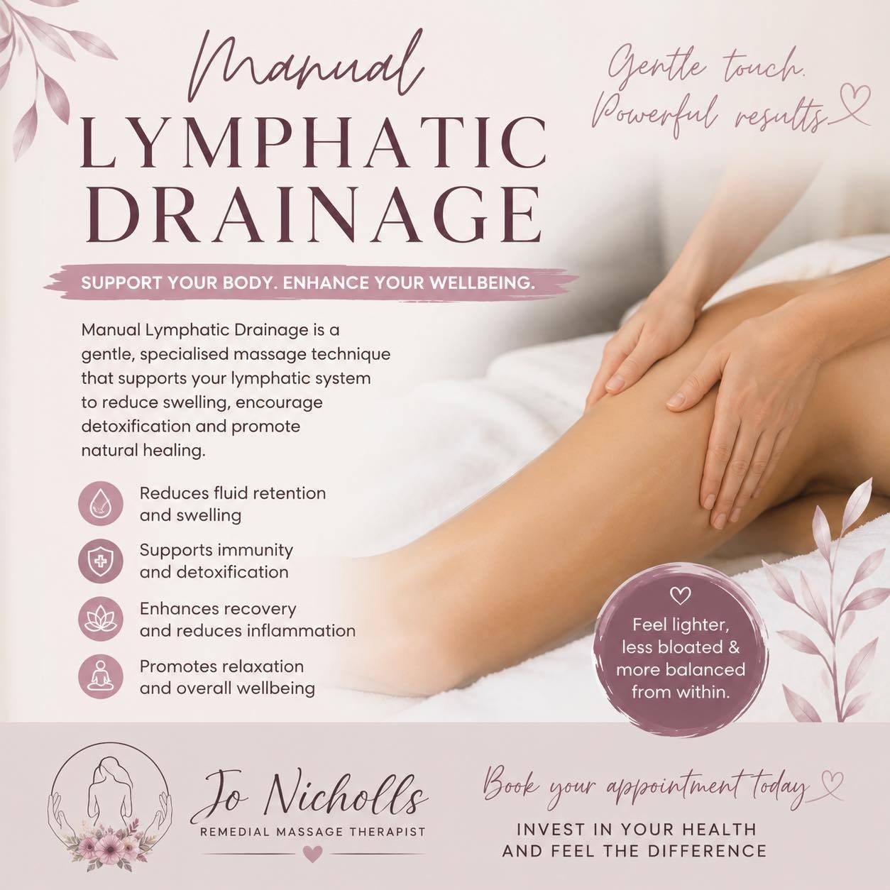 Jo Nicholls Remedial Massage Therapist Facebook ad