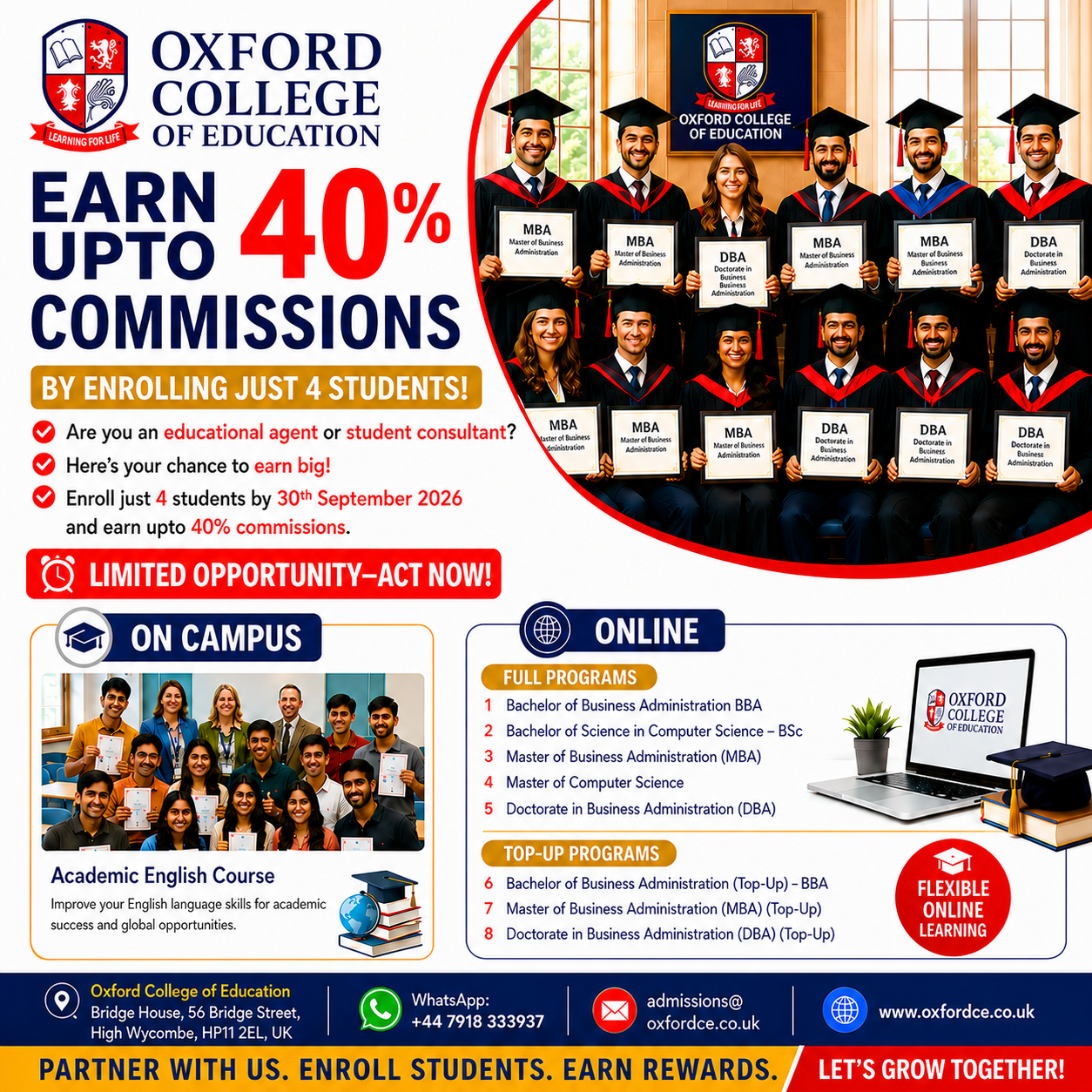 Oxford College of Education-UK Facebook ad: Partner with Oxford College of Education UK