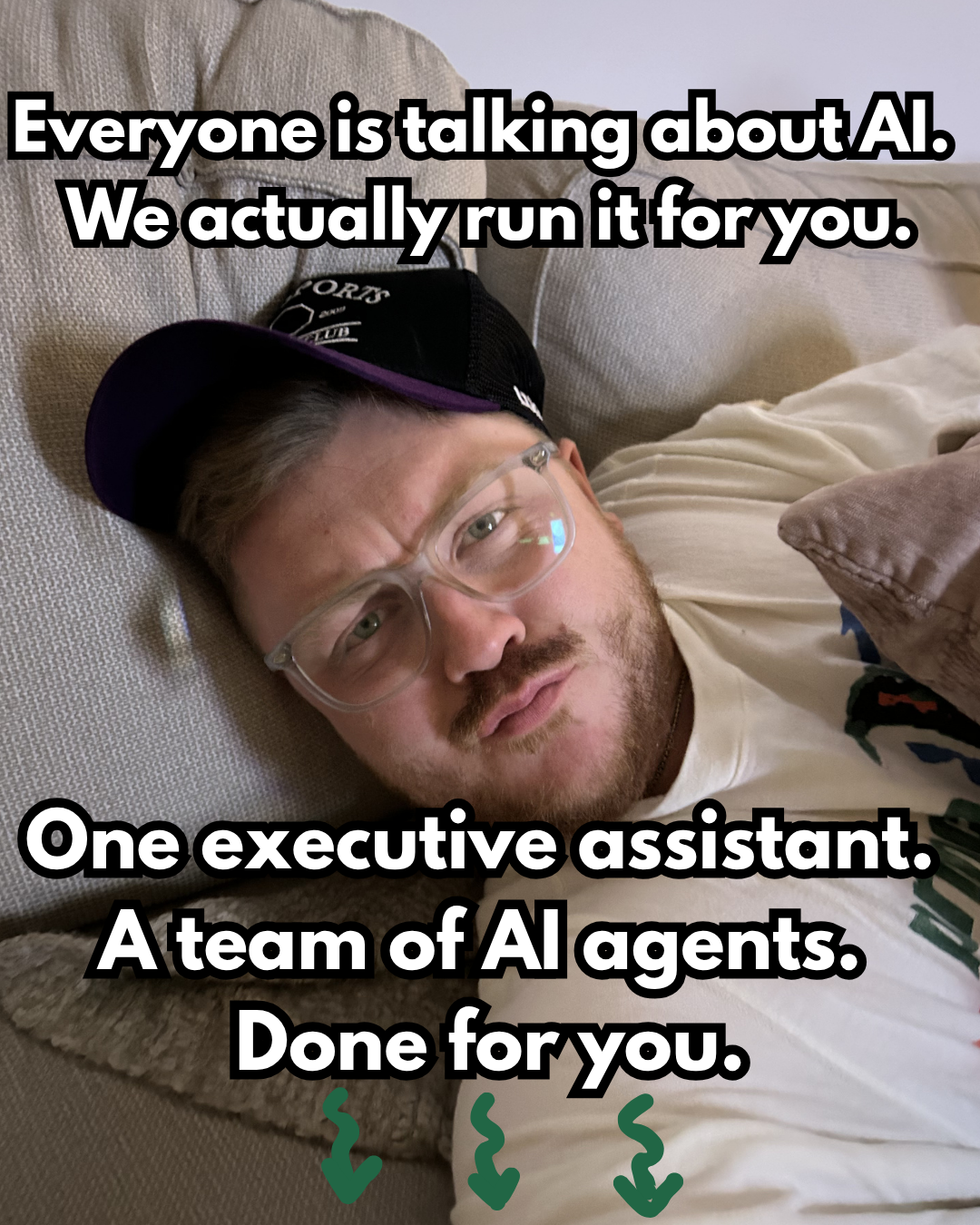 Mitch Conquer Facebook ad: Executive assistant + AI Agents done for you