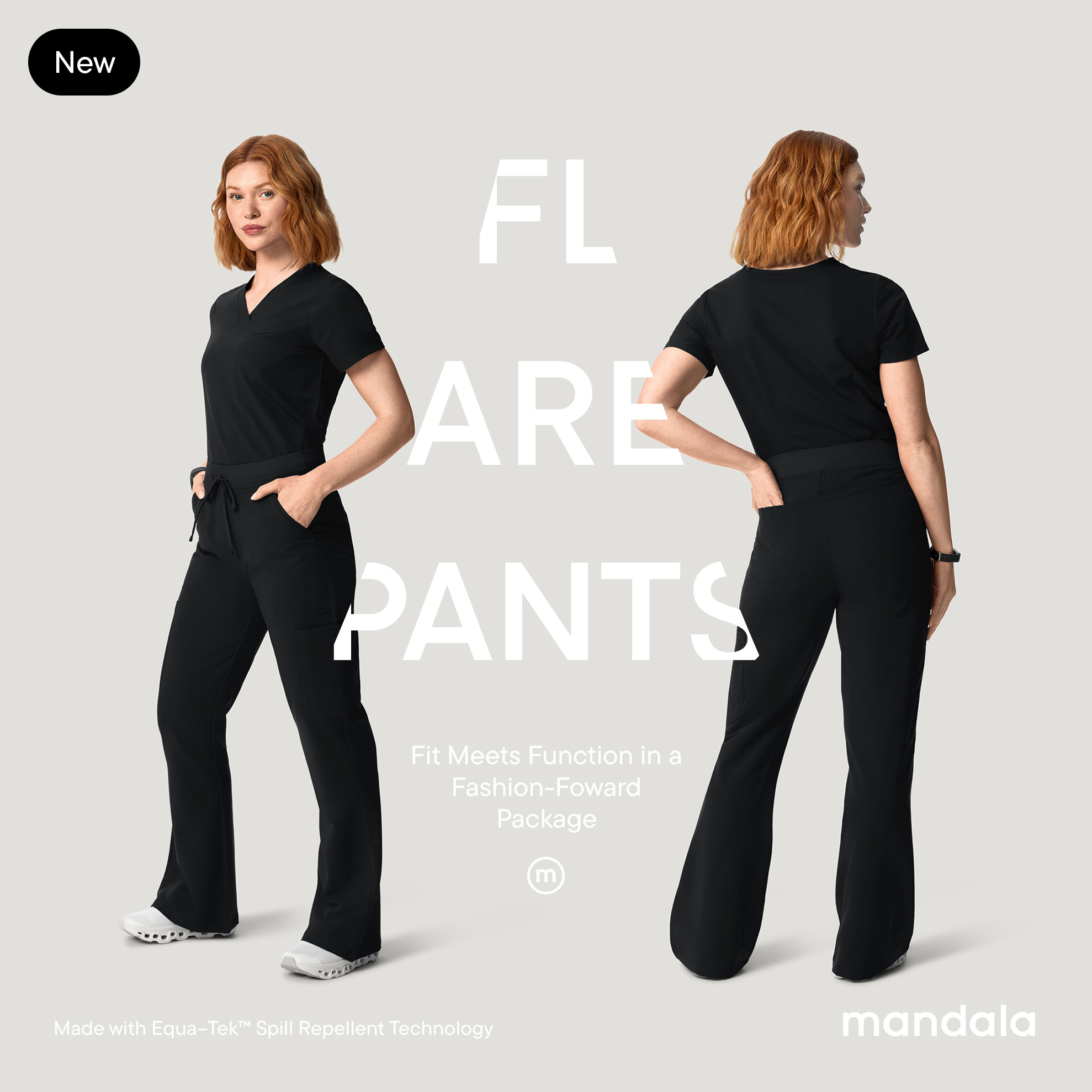 Mandala Scrubs Facebook ad: High Waisted Flares for $29.99