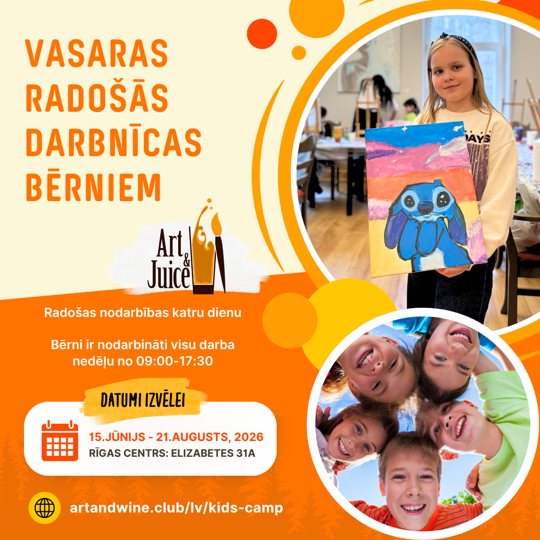 Art & Wine Facebook ad: Vasaras radošās darbnīcas bērniem