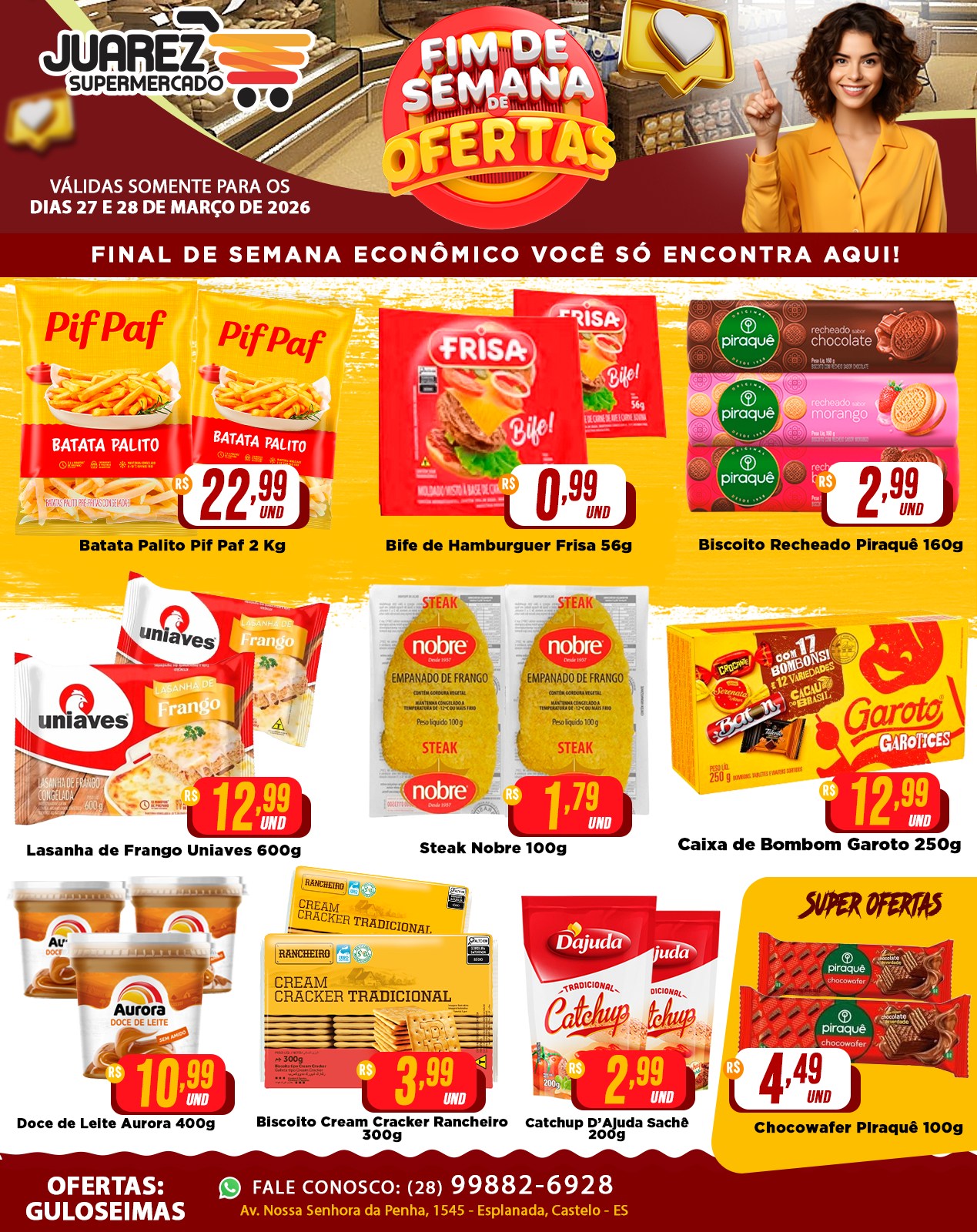 Supermercado Juarez Facebook ad: Final de Semana Econômico no Supermercado Juarez!