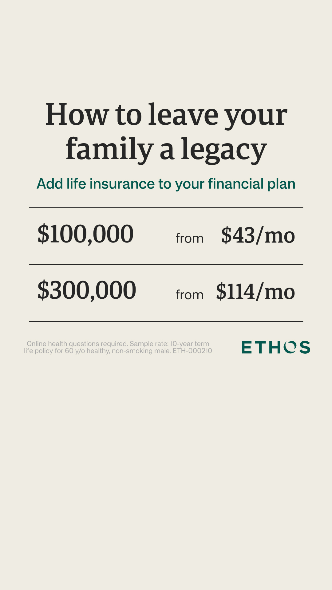 Ethos Facebook ad