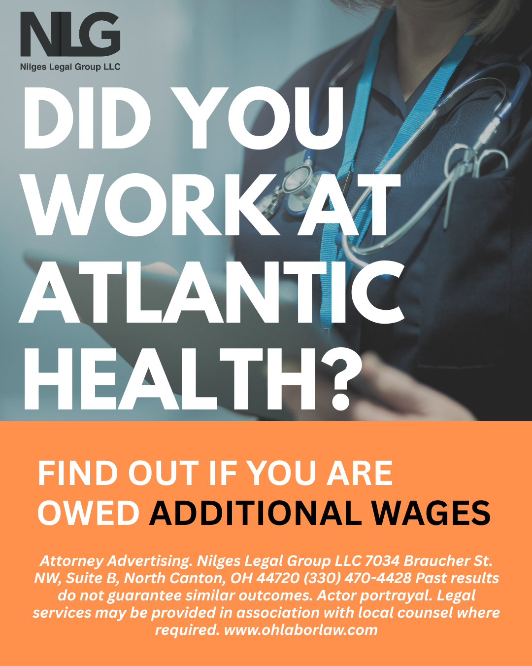 Nilges Legal Group LLC Facebook ad: Check for Unpaid Wages