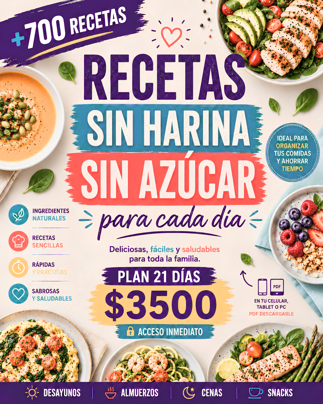 Plan Recetas Saludables Facebook ad: Más de 700 recetas en un solo lugar