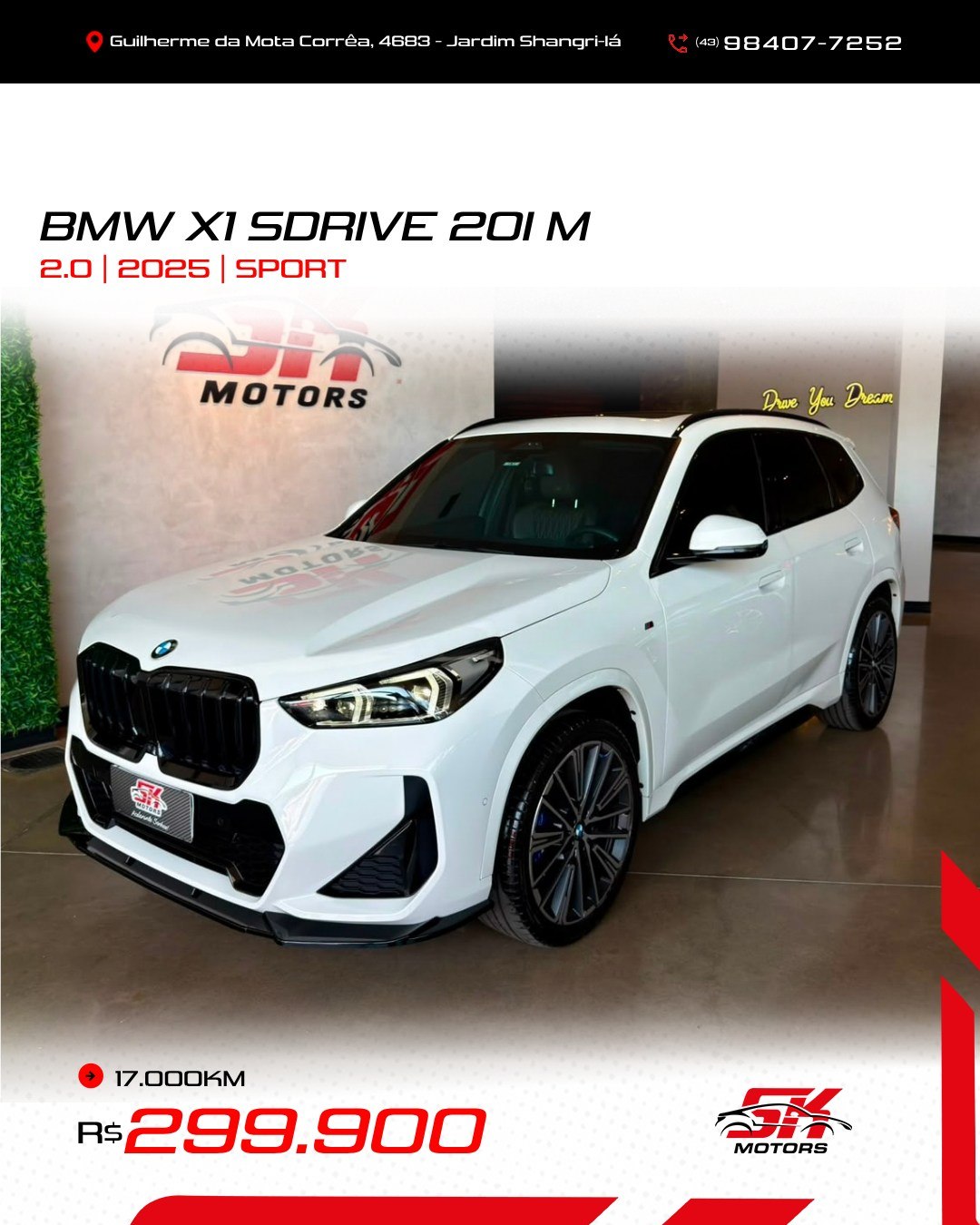 SK Motors Facebook ad: BMW X1 sDrive20i M Sport 2.0 2025