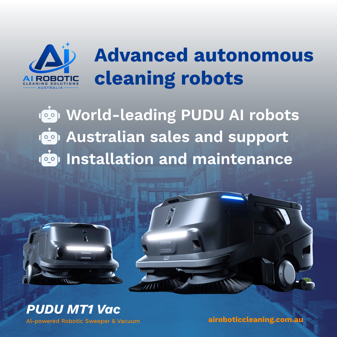 AI Robotic Cleaning Solutions Australia Facebook ad: See our robot working in a real commercial environment