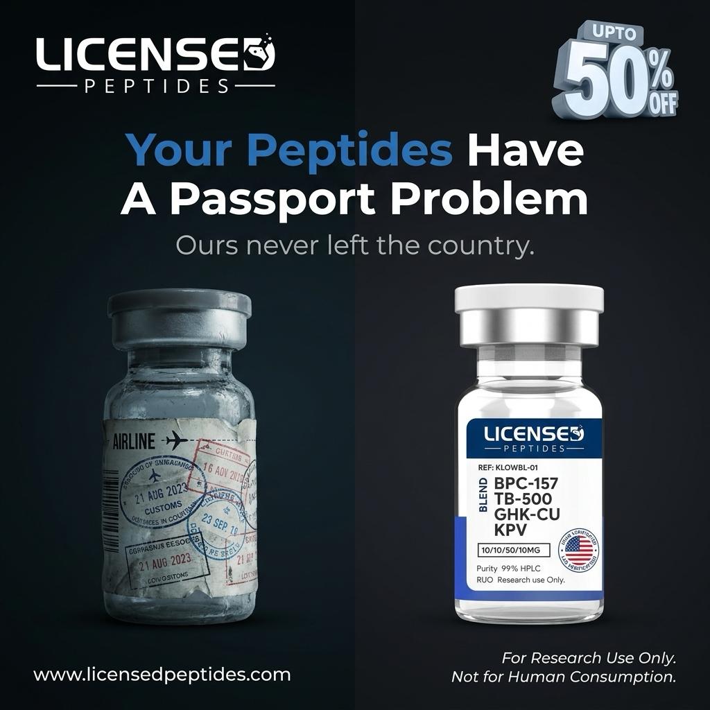 LicensedPeptides.com Facebook ad: Where do your peptides actually come from?