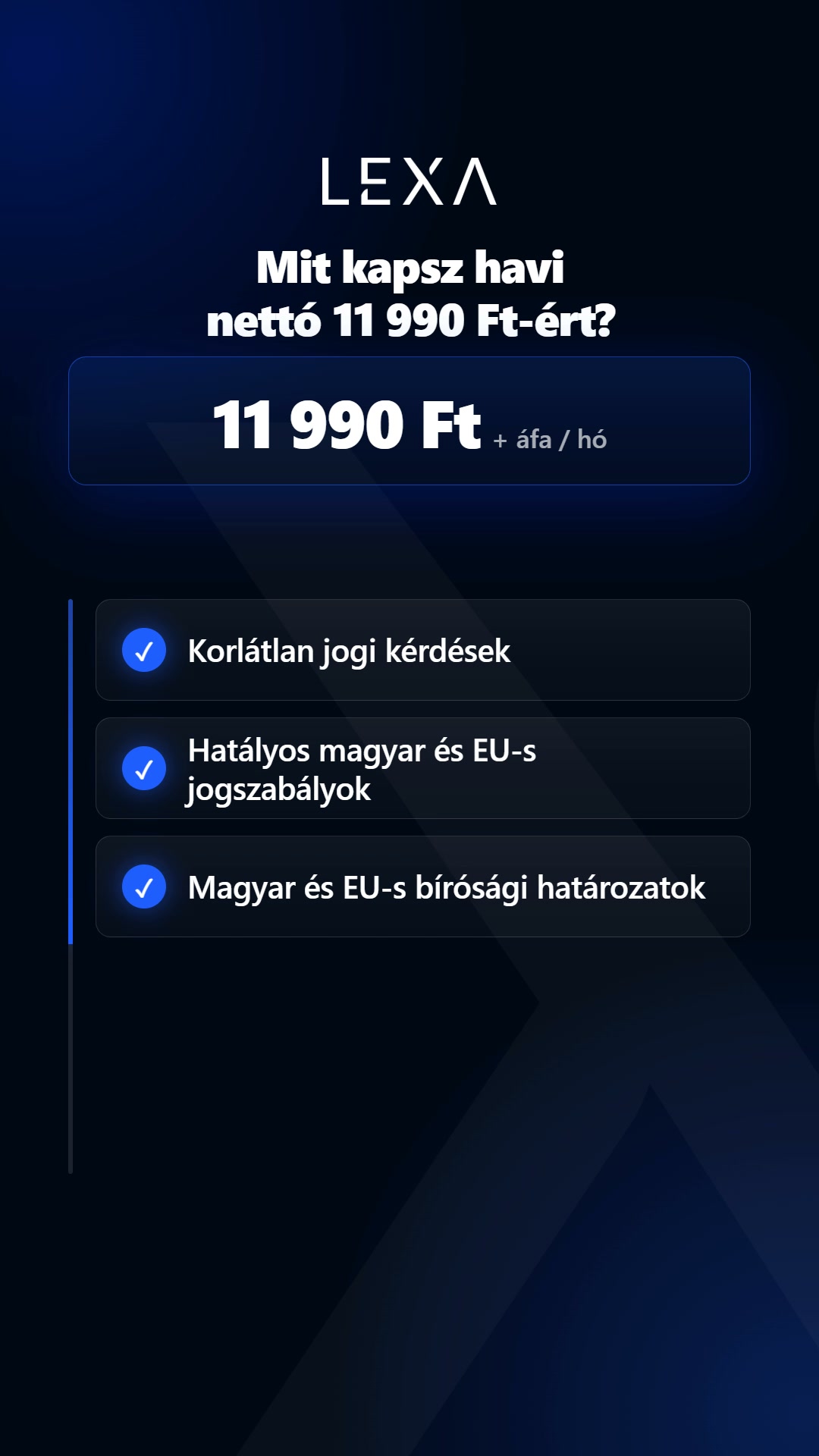 LEXA - AI Legal Research Assistant Facebook ad: Válts LEXA BASIC csomagra