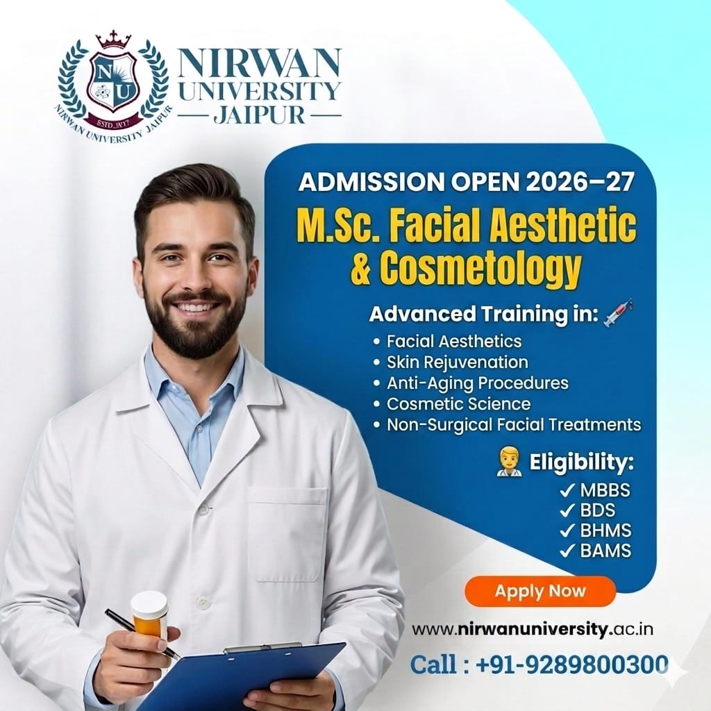 Nirwan University Jaipur Facebook ad: M.Sc. Facial Aesthetic & Cosmetology
