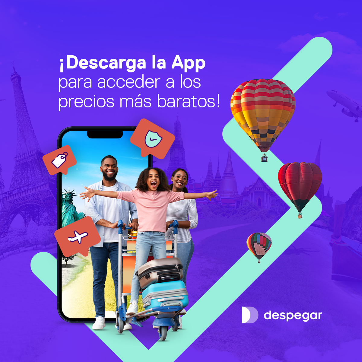 Despegar Facebook ad: Despegar: vuelos y hoteles