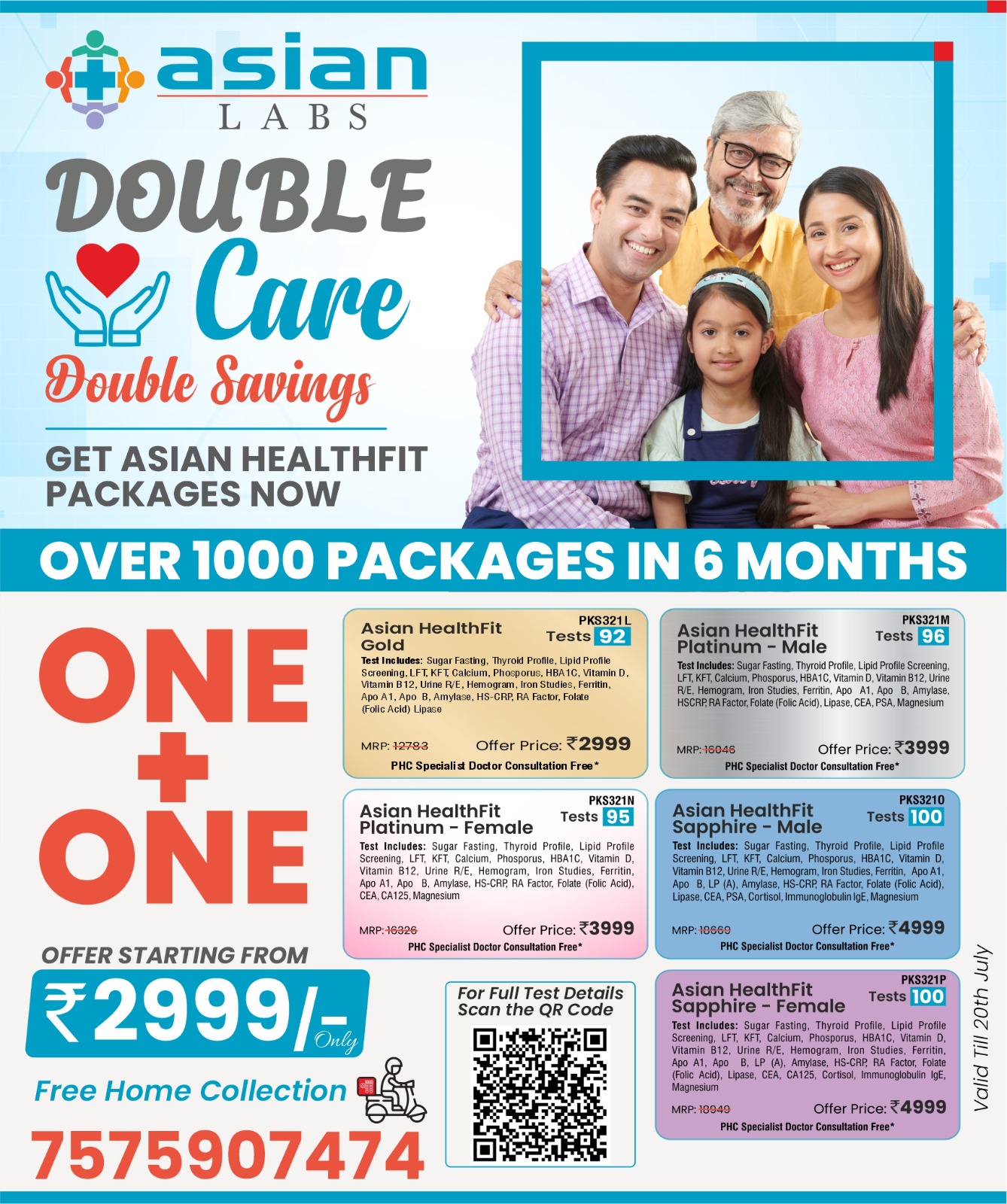 Asian Labs Patna Facebook ad: Buy 1, Get 1 FREE Health Package