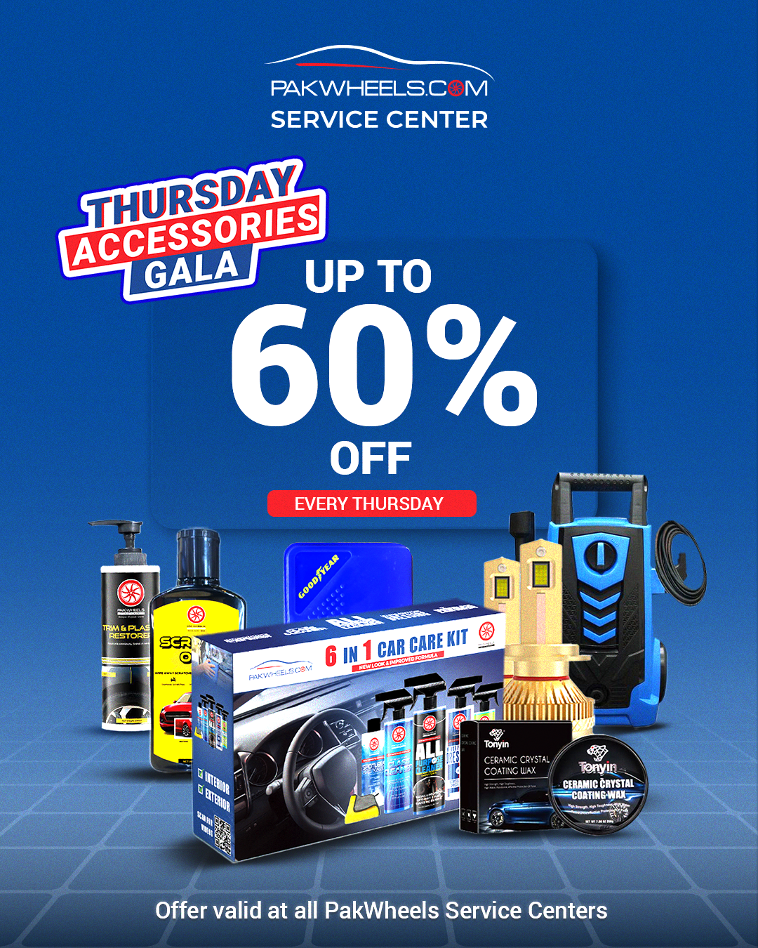 PakWheels Service Center Facebook ad: Save BIG on car accessories