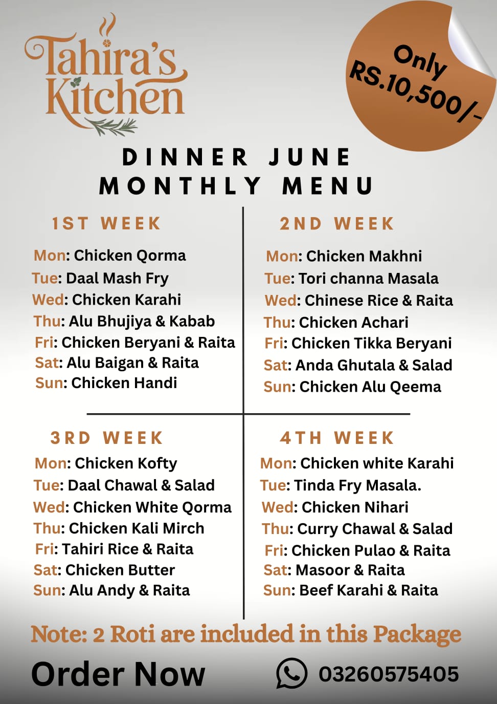 Tahira's kitchen Facebook ad: Tahira's Kitchen, Fresh Homemade Food Delivered Daily