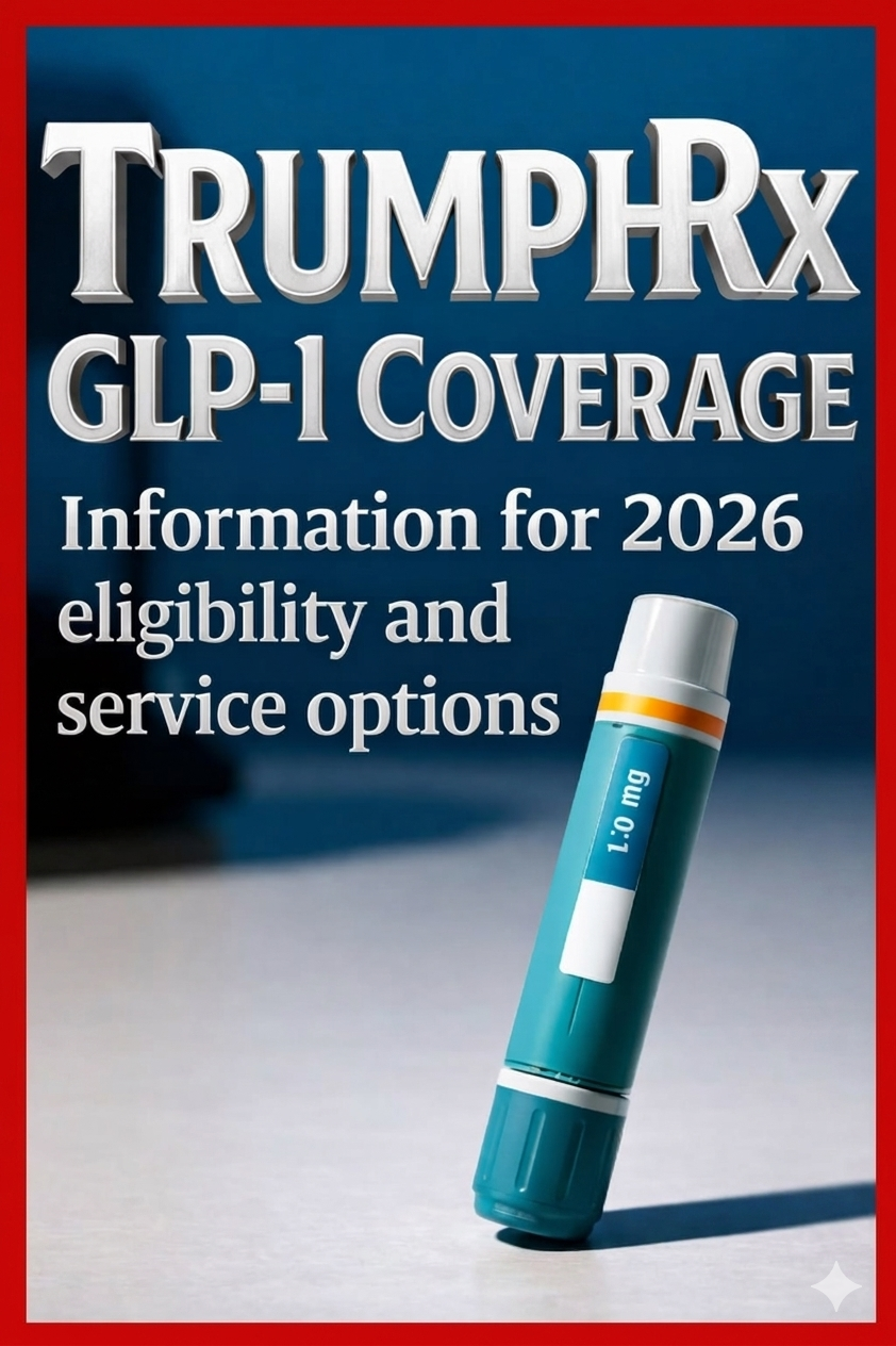 EcomIgnition Facebook ad: TrumpRx GLP-1 Coverage Guide, Informational overview of…