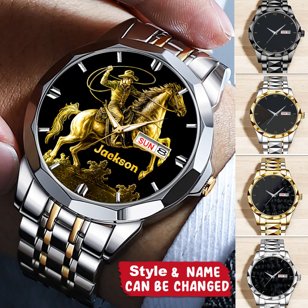 Caeliv Facebook ad: Horse and Rider Customized Watch - Personalized Name…