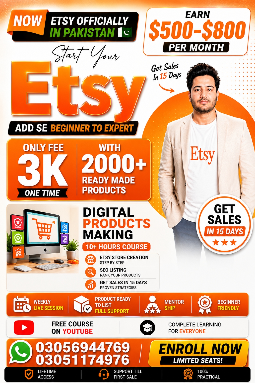Etsy with Asad Sharif Facebook ad: We support you till you start getting sales…