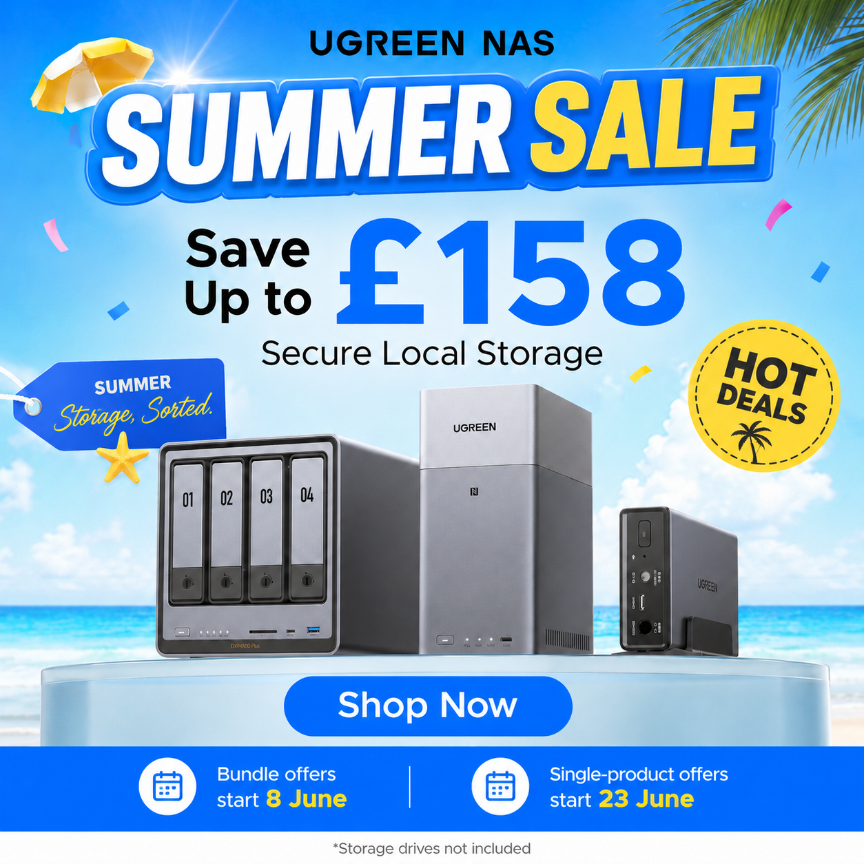 Ugreen NASync UK Facebook ad: Save Up to £158 on UGREEN NAS