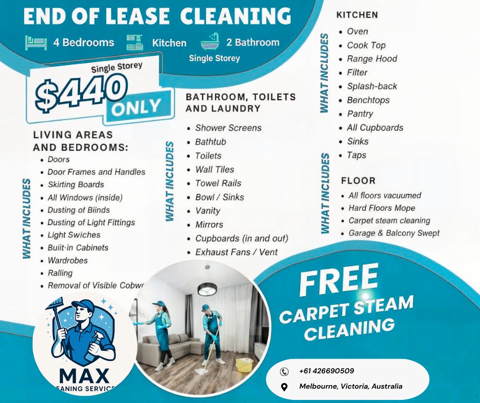 MAX Cleaning Services Facebook ad from Sep 23, 2025