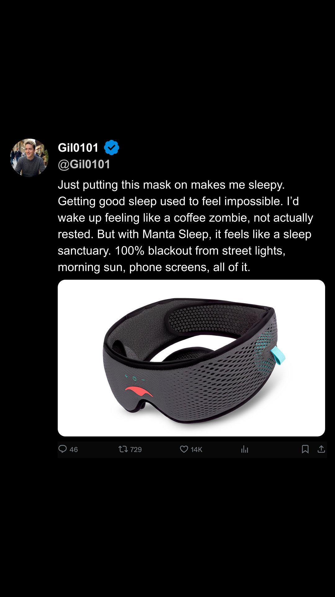 Manta Sleep Facebook ad
